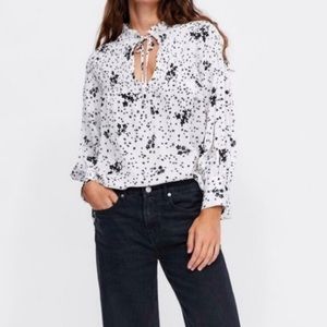 ZARA Basic Start Floral Smoked Blouse